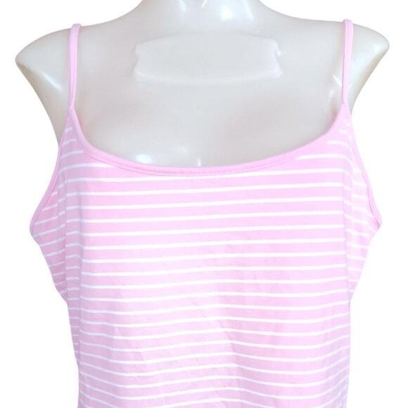 NWT XL Women's Chaps Tank Top Pink White Striped Camisole Chaps Monterey - Picture 1 of 7